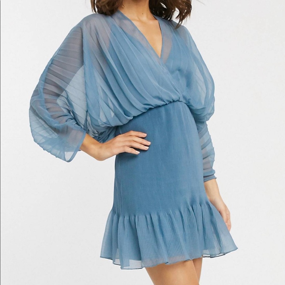 ASOS dusty blue dress with open back